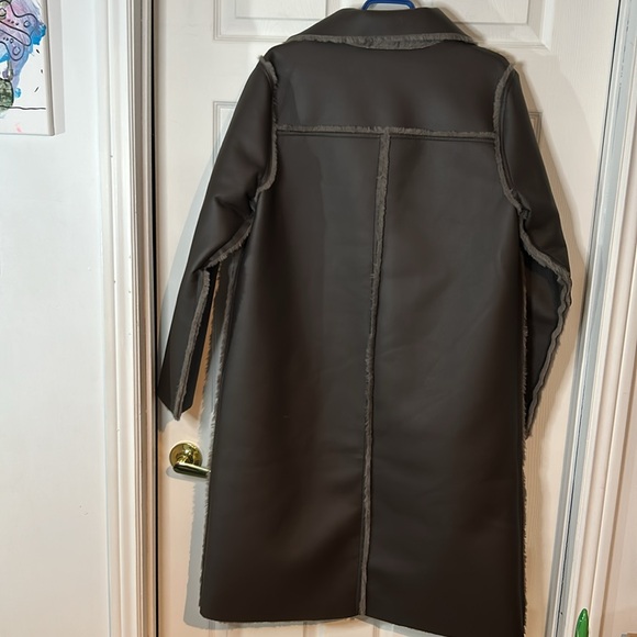 NWT Anthropologie Maeve size large dark grey long coat - Picture 9 of 15